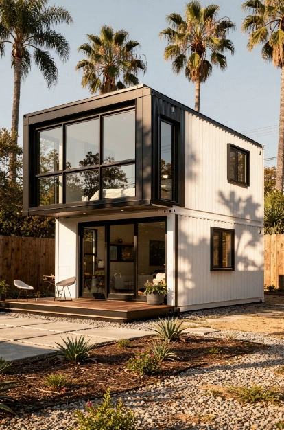 two story container style accessory dwelling unit project completed by ADU Now LA in Los Angeles